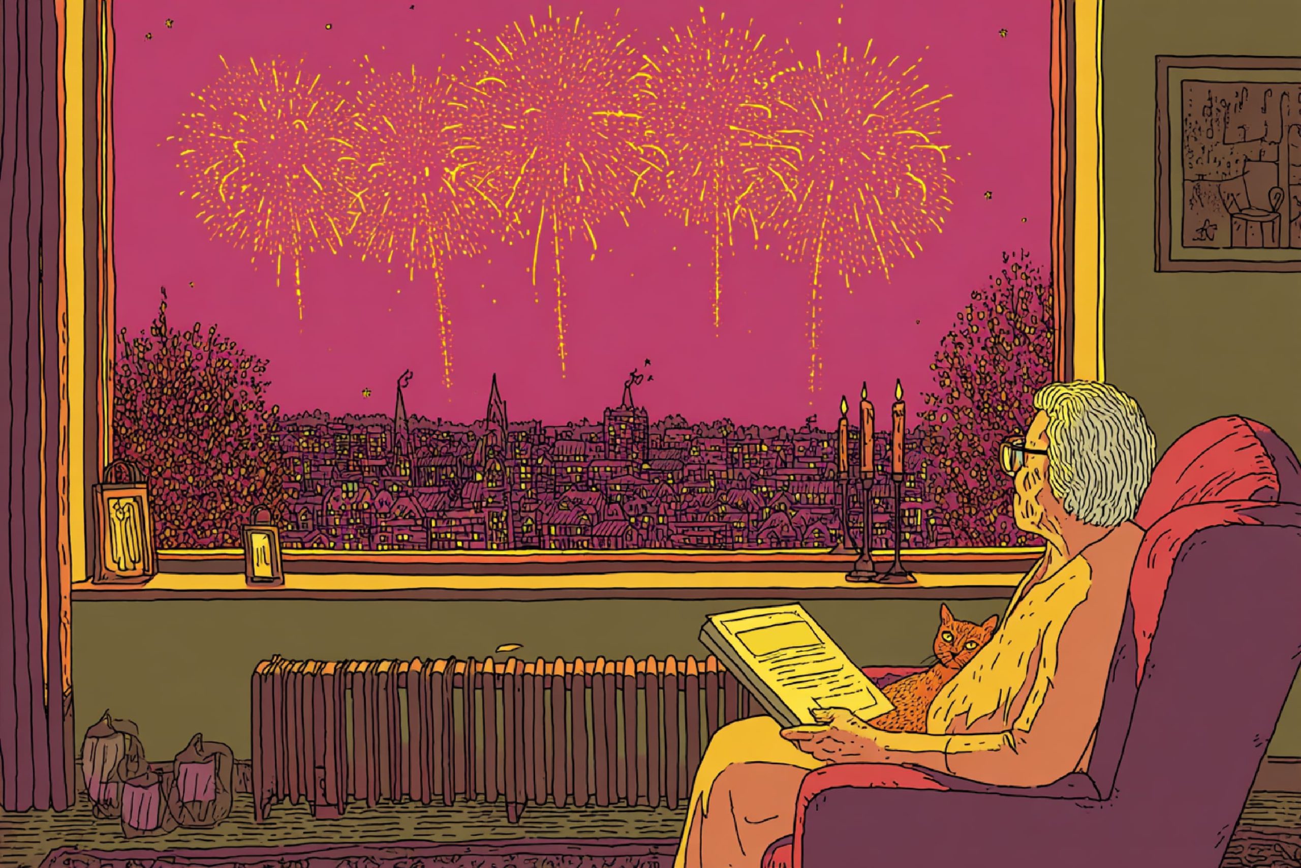 Ilustración de melancolía festiva y autocuidado, una invitación de Clínica Santa Cecilia a validar las emociones en diciembre.